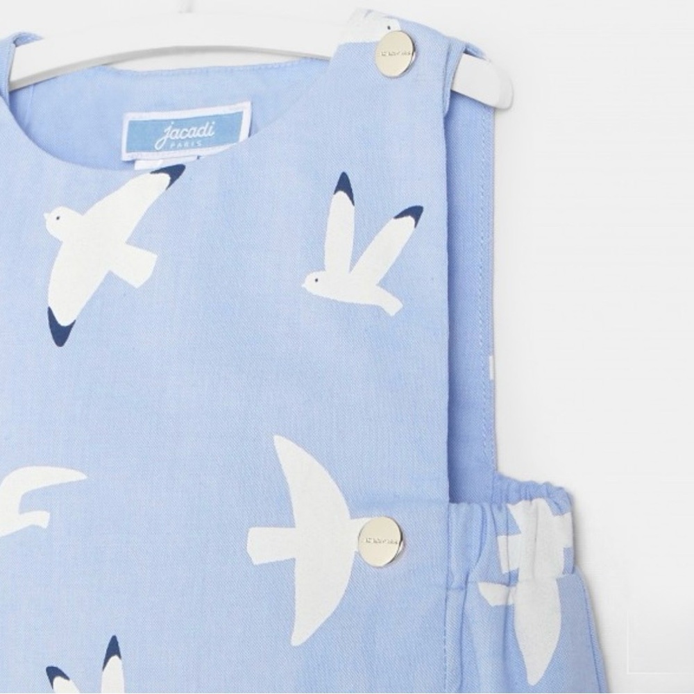 Jacadi Boys Light Blue Seagull Print Bubble Romper - Size 3M - Picture 15 of 16